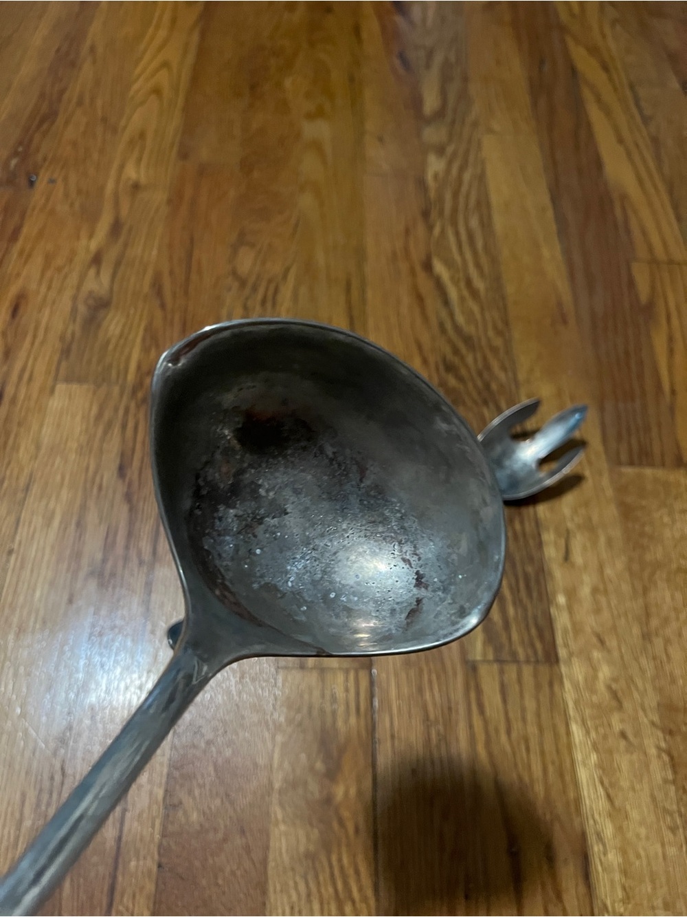 Vintage-Style Silver Serving Ladle and Fork Set - Silver - Picture 2 of 8